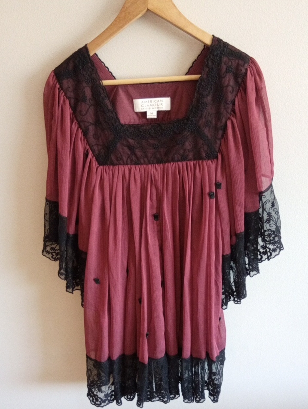Badgley Mischka Tunic Top Black Lace Size Medium